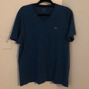 Lacoste V Neck Blue T Shirt XXL Pima Cotton